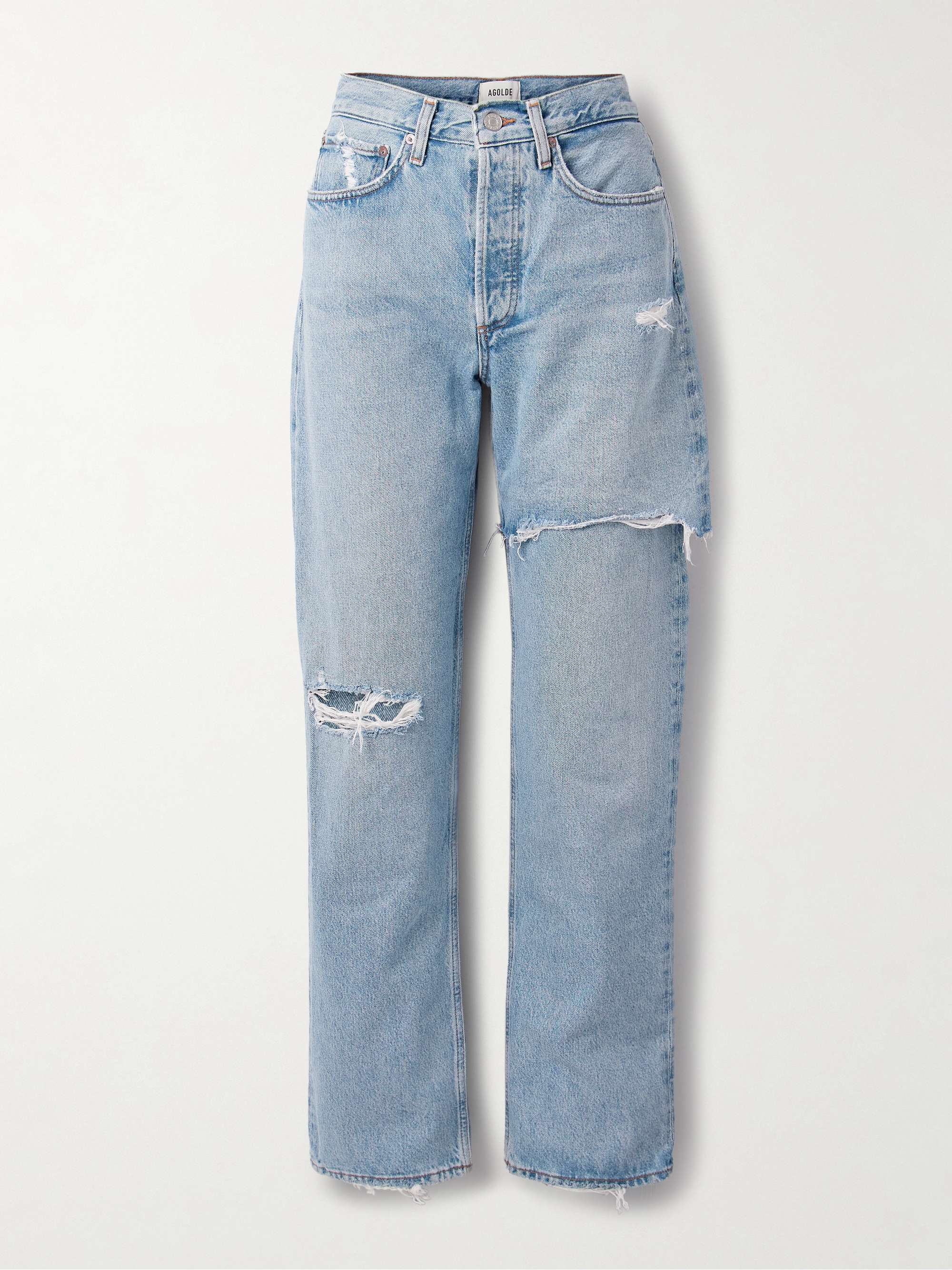 Amrin Distressed High-Rise Wide-Leg Jeans