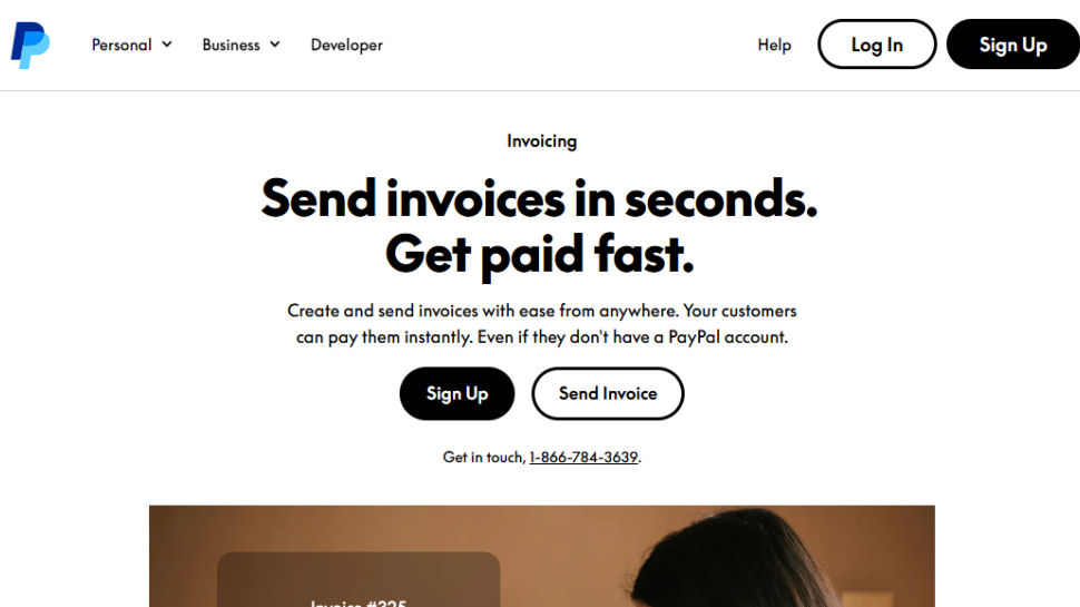 Paypal invoicing website screenshot (May 2025)