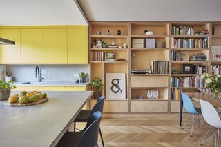 Built-in plywood shelving