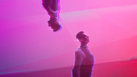 Valorant's agent Chamber walks through a pink dimension as a clone walks by