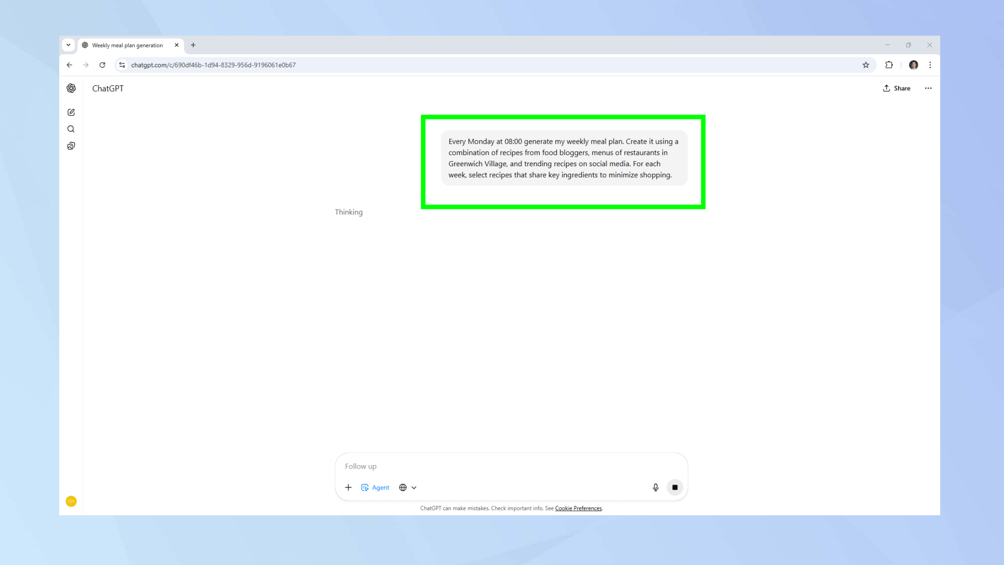 ChatGPT agent mode prompt