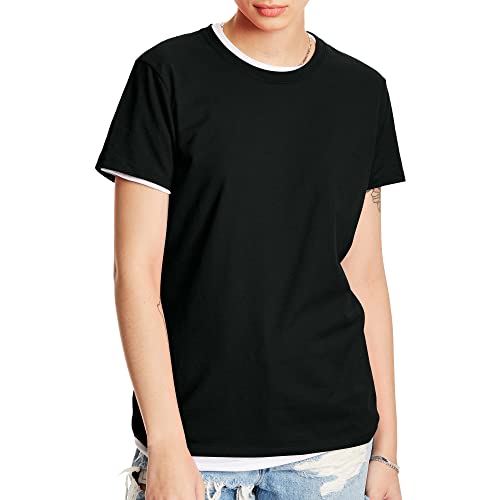 Hanes Womens Perfect-T Short Sleeve T-Shirt Fashion T Shirts, Black, X-Large Us