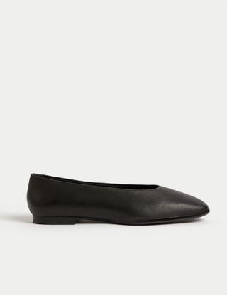 Leather Square Toe Ballet Flat
