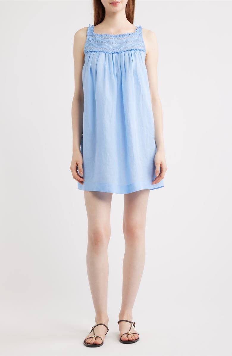 Bea Pleat &amp;amp; Lace Detail Ramie Minidress
