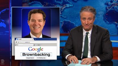 Jon Stewart wants to make a thing of Gov. Sam Brownback's name