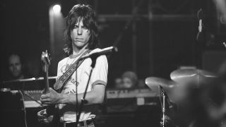Jeff Beck performs on stage at the Roundhouse, London, 23rd May 1976. He was supporting Alvin Lee and playing a warm up show before the US tour to support the 'Wired' album