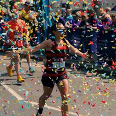 A woman running a marathon