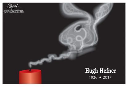 Editorial cartoon U.S. Hugh Hefner media Playboy