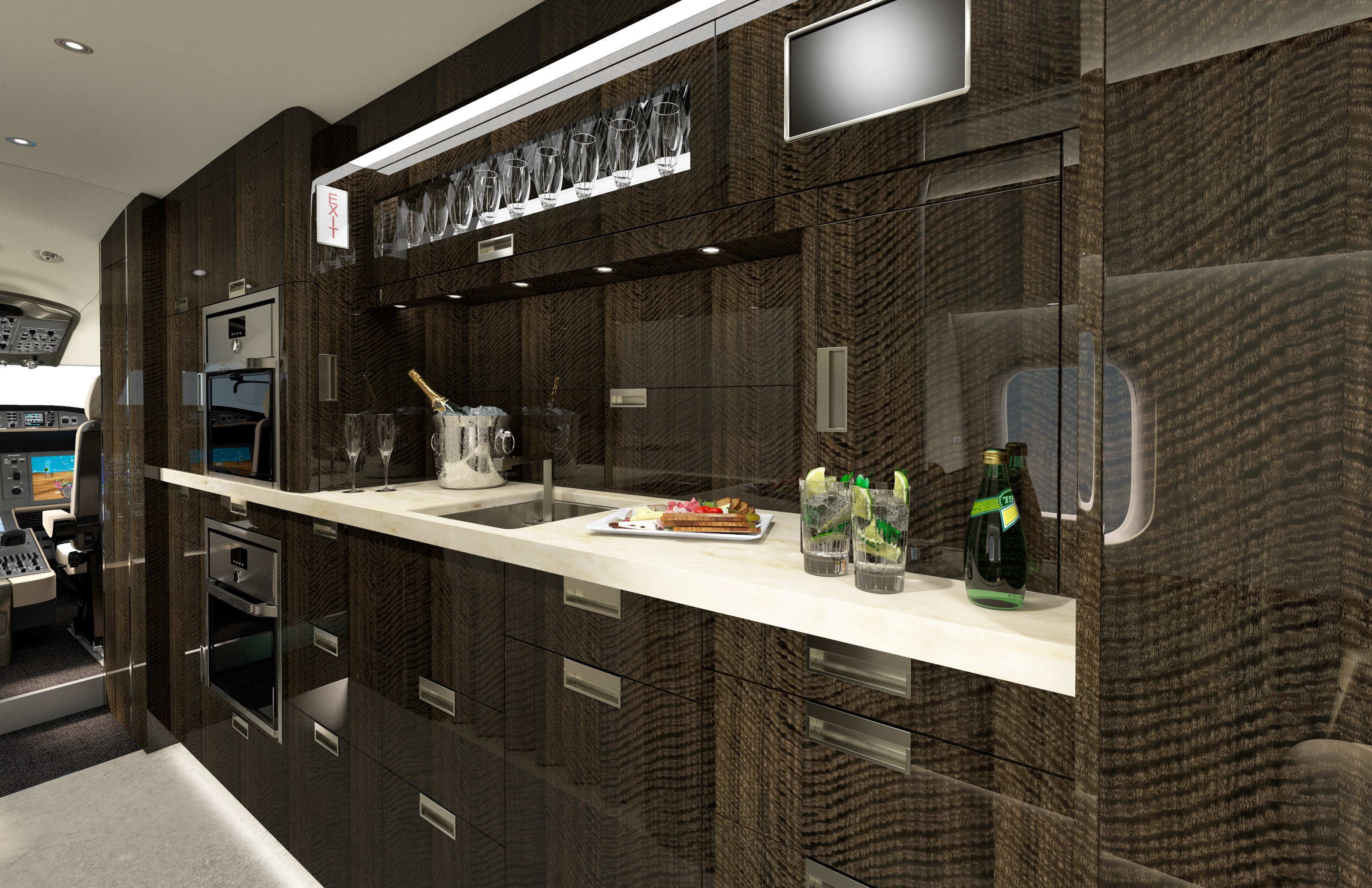 The galley in the Bombardier Global 8000