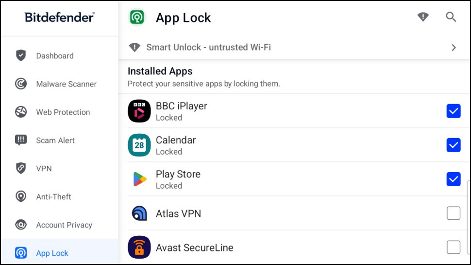 Bitdefender Mobile Security for Android: app locker