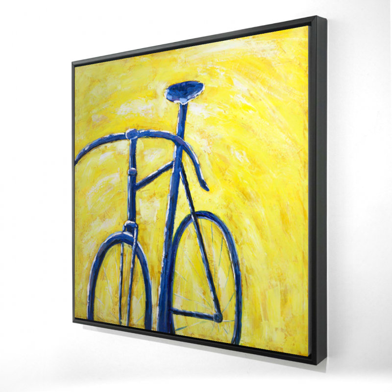 Wildon Home&amp;reg; " Blue Bike on Yellow Background " on Canvas | Wayfair