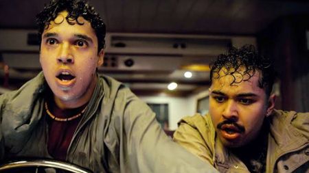 Benny Emmanuel as Wirpul and Kristyan Ferrer as Candi in "Surviving Hurricane Otis"