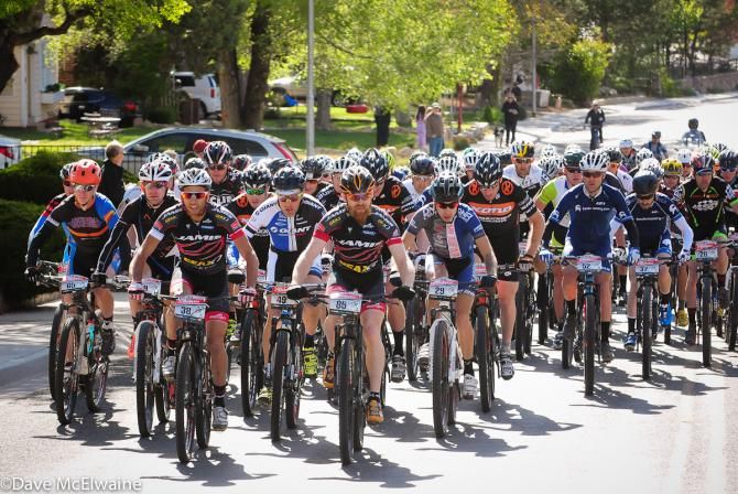 Riders on the six-mile road climb out of Prescott