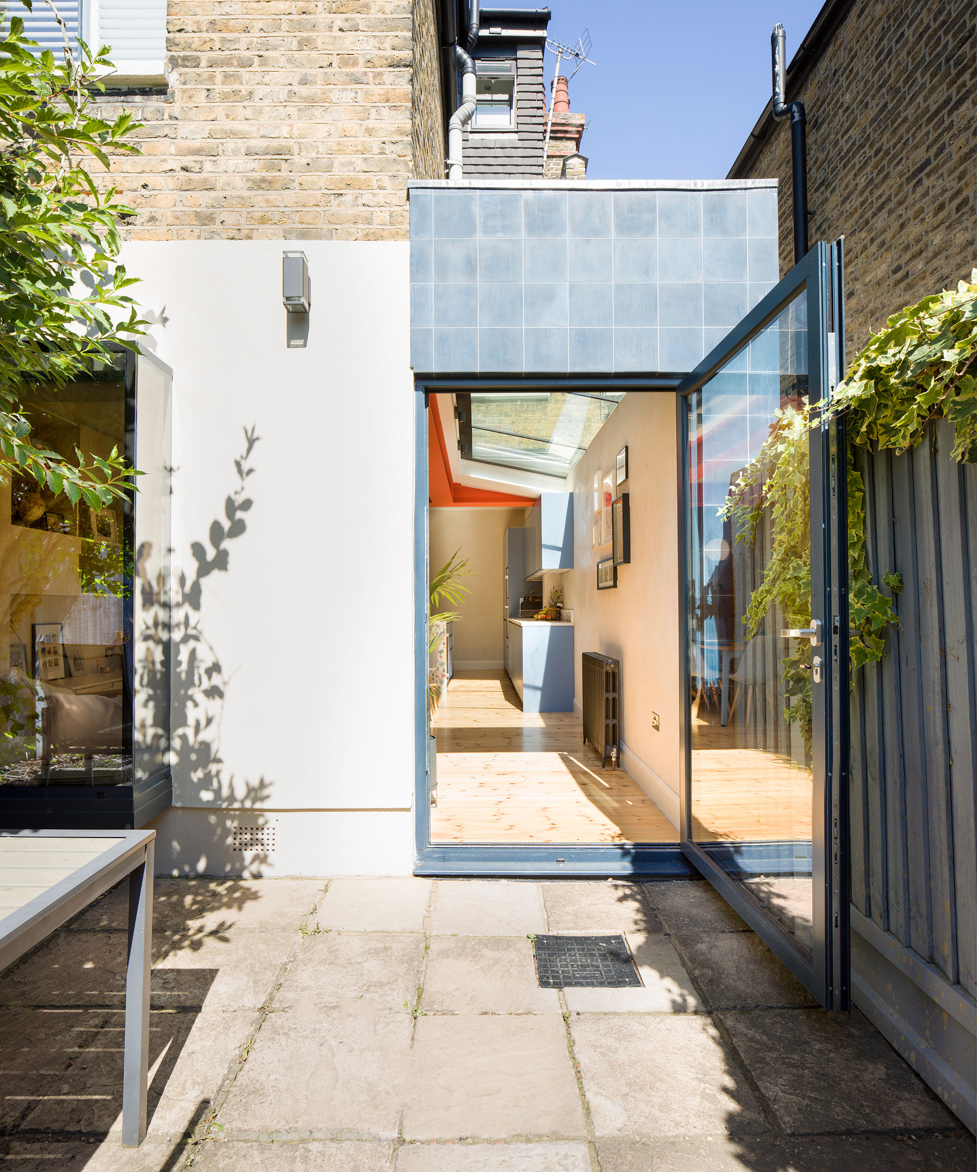 blue tiled side return extension