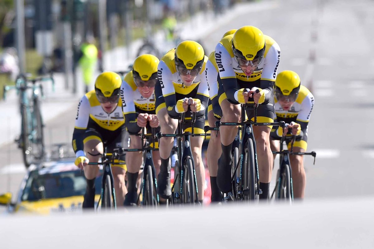 LottoNl-Jumbo in the team time trial in Tirreno-Adriatico