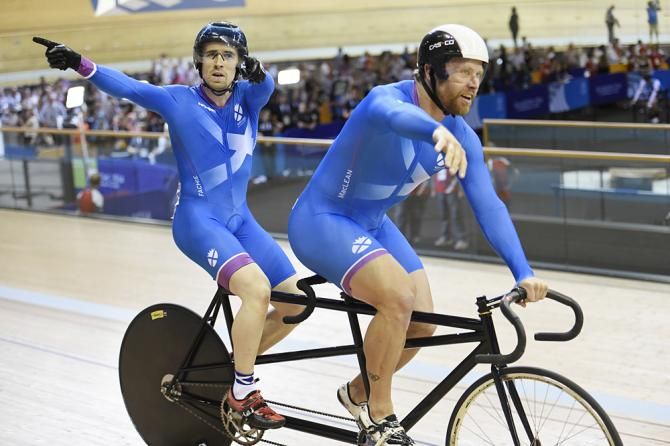 Men's Para-Sport Tandem Sprint. Scotland's Neil Fachie and Pilot Craig Mclean win gold against Australia's Kieran Modra and Pilot Jason Niblett