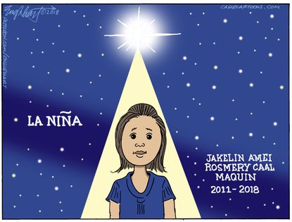 Editorial cartoon U.S. 7 year old immigrant dies border Jakelin Amei Rosmery Caal Maquin
