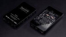 Marketing image of the Questyle Sigma DAC front and back on a black background