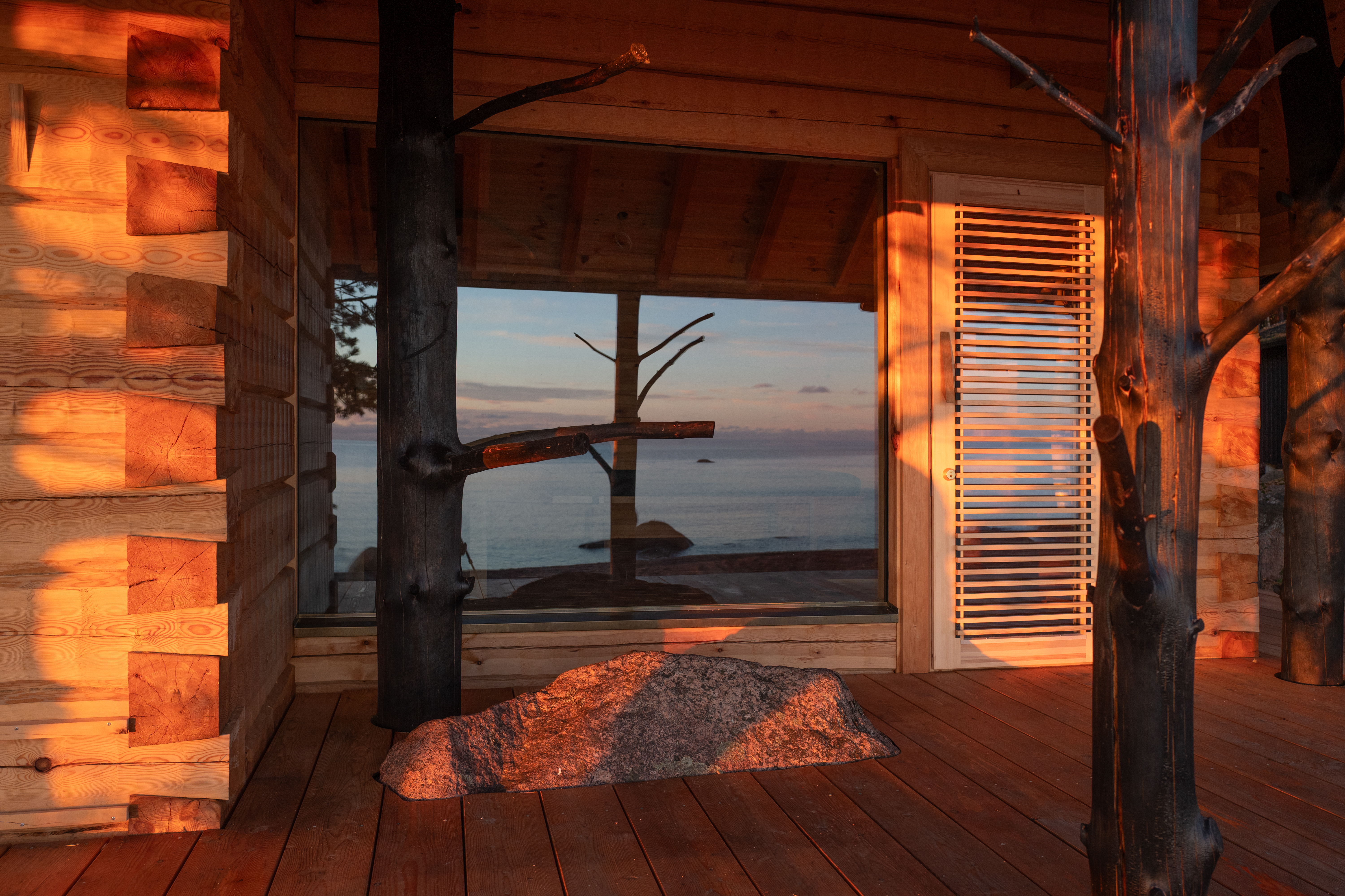 views of timber puusauna