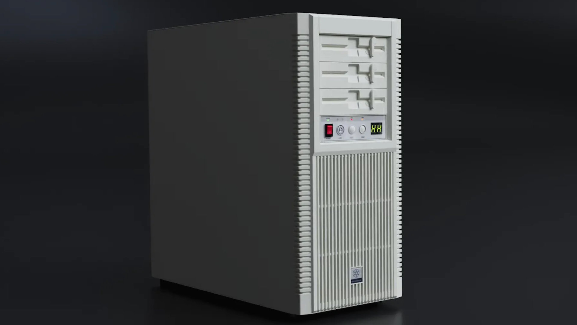 A promotional image of the SilverStone SST-FLP02 retro-styled PC case