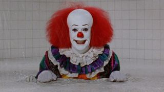 Stephen King's IT 1990 Pennywise The Dancing Clown Tim Curry coming out of shower floor