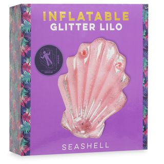 glitter lilo with sea shell and pool float