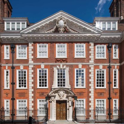 exterior with decorative stonework and windows