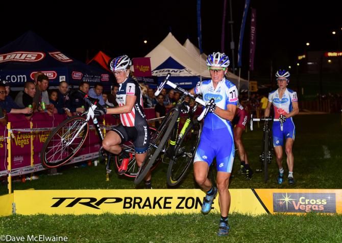 Defending Cross Vegas Champion Katerina Nash (Luna Pro Team) leading Compton, Pendrel, and Miller on lap two