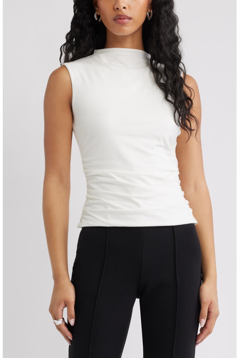 Mock Neck Ruched Tank