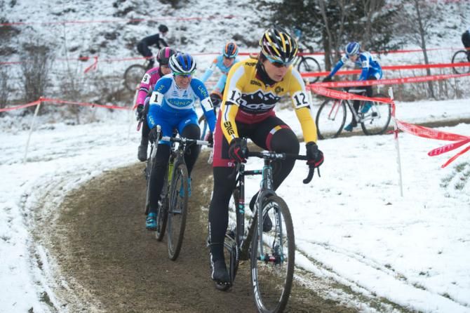 Meredith Miller on the front of the women's field on lap one