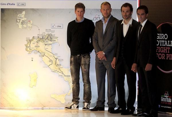 Jakob Fuglsang, Thor Hushovd, Ivan Basso, and Alberto Contador