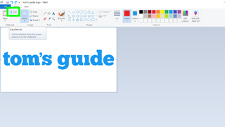 How to edit images in Microsoft Paint - a screenshot of the "cut" tool being selected in Microsoft Paint