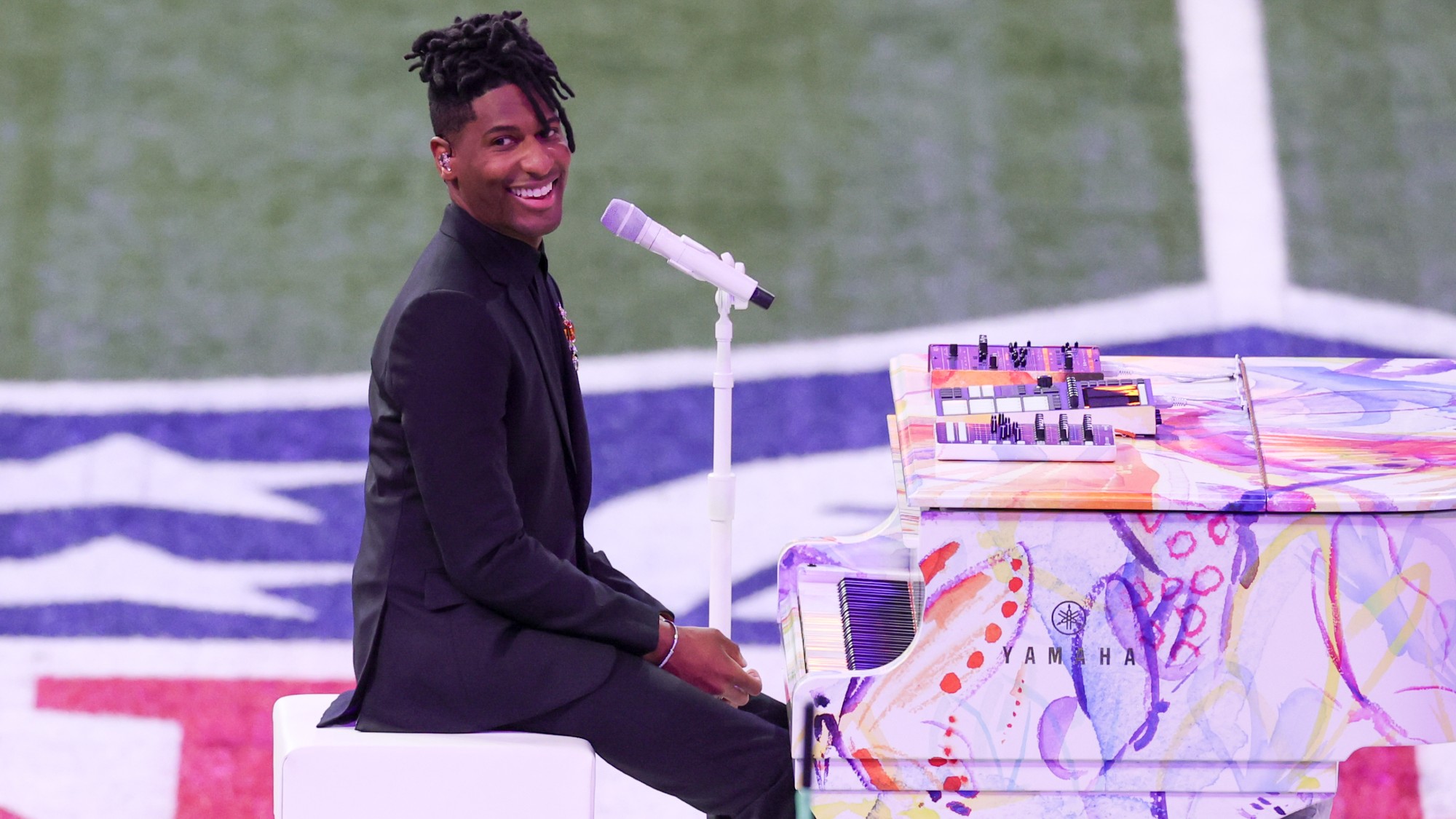 Jon Batiste performs at Super Bowl LIX in 2025