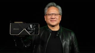 Nvidia RTX 4090 with Nvidia CEO Jensen Huang