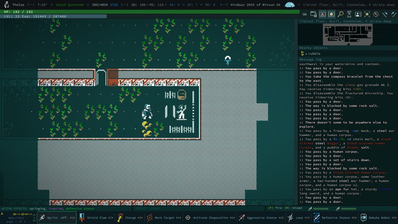 An adventurer in Caves of Qud approaches a statue of a sultan from a previous age.