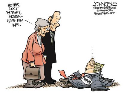 Political cartoon Christie scandals weight