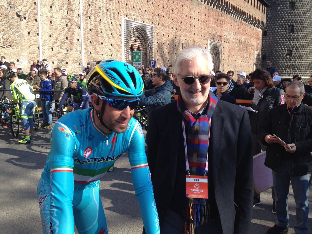 Vincenzo Nibali and UCI President Brian Cookson