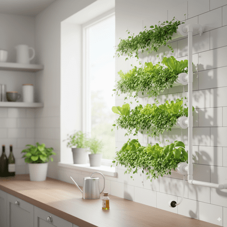 Geluoxi Wall-Mounted Hydroponic Grow Kit, 1 Layers 36 Plant Sites 4 Food-Grade Pvc-U Pipes Hydroponics Planting System With Water Pump, Pump Timer, Nest Basket and Sponge for Leafy Vegetables