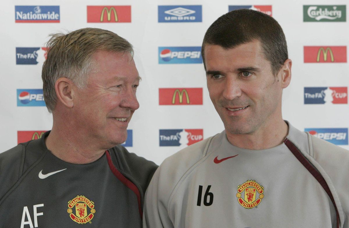 Manchester United manager Sir Alex Ferguson and captain Roy Keane during a press conference at the club's training ground ahead of the 2005 FA Cup final against Arsenal