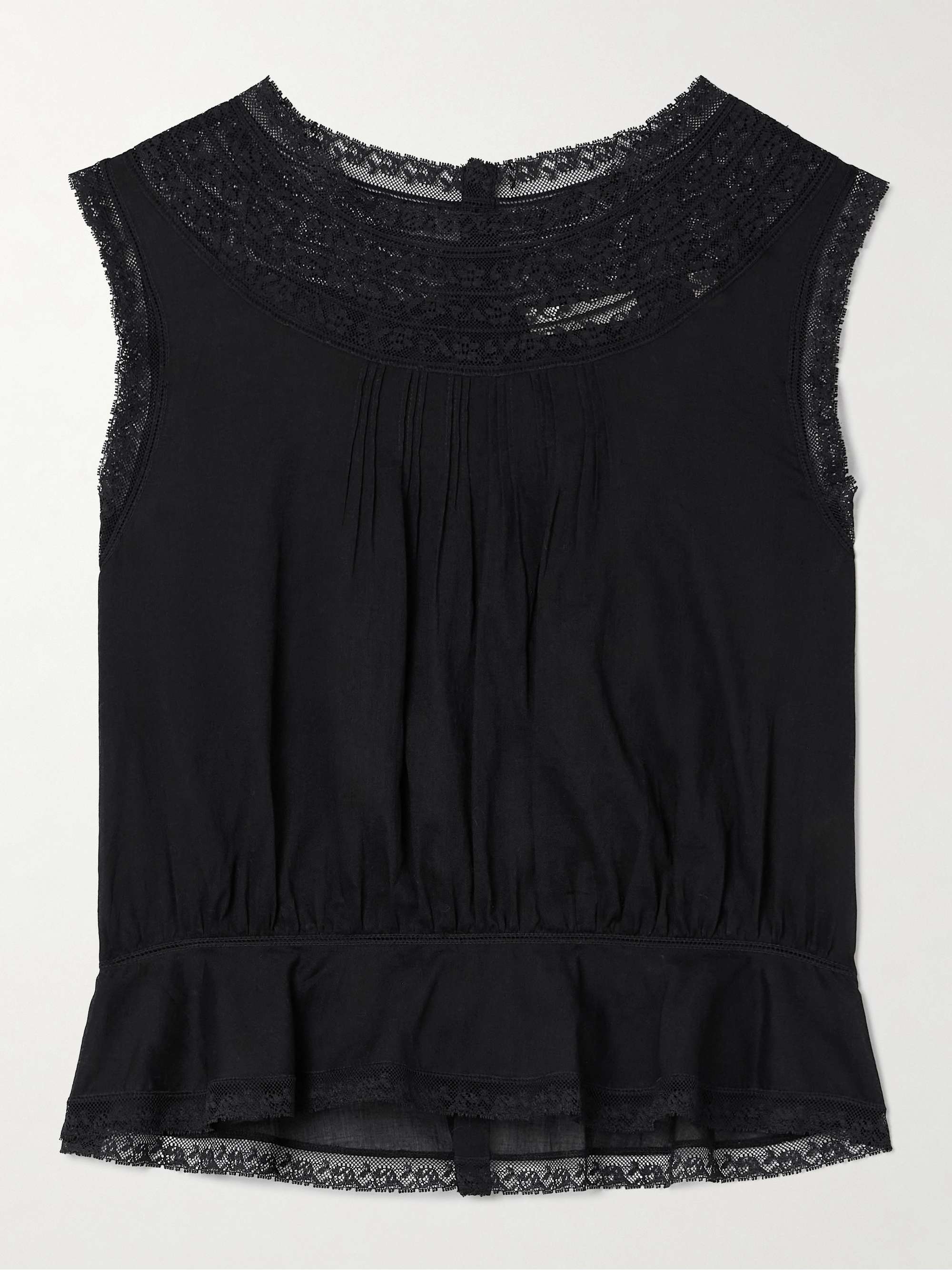Lilibet Lace-Trimmed Pintucked Organic Cotton-Voile Top