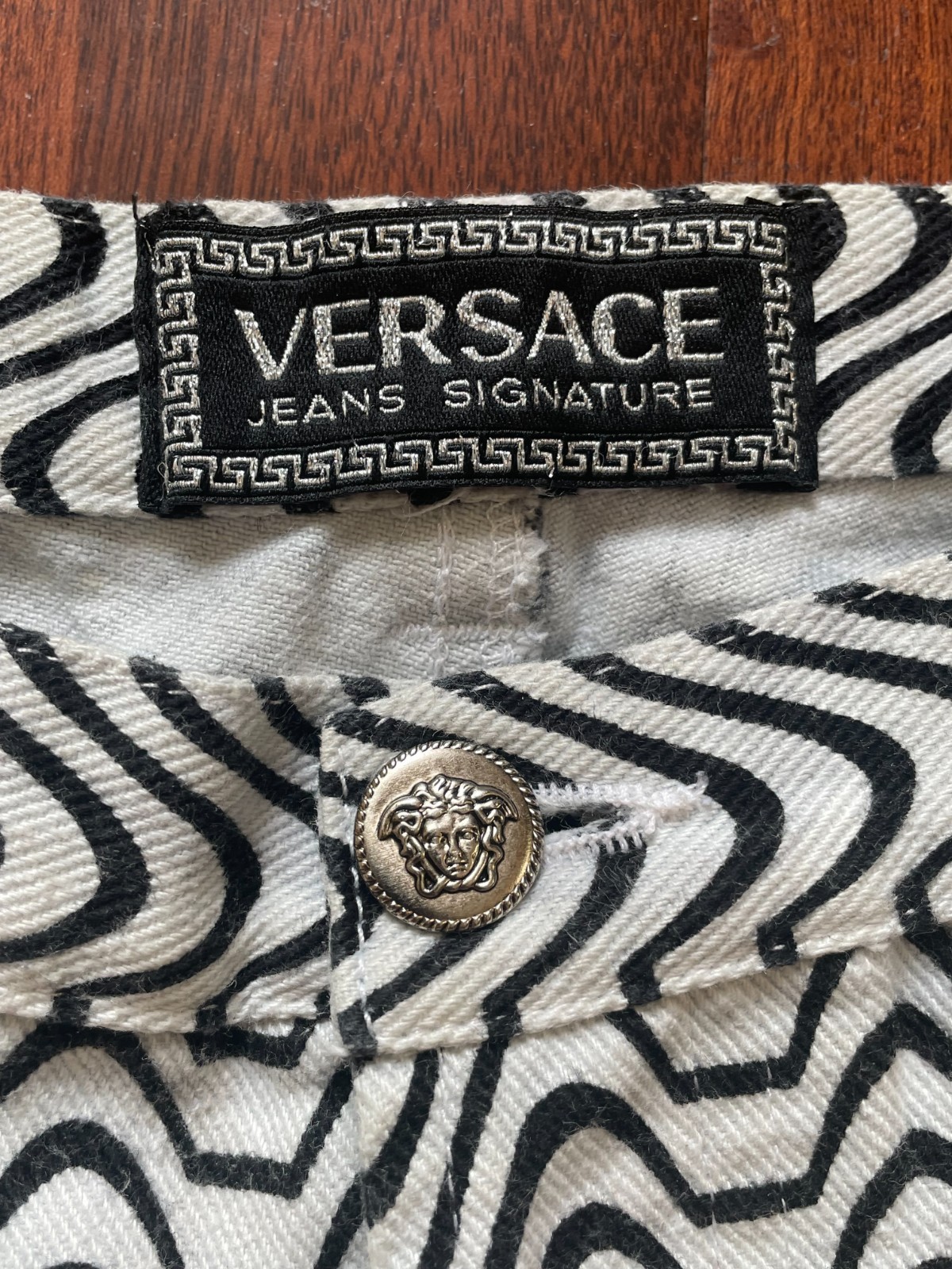 Vintage Versace Medusa Pants by Versace Jeans Signature 90s All Over Print Italy