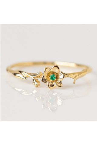 Family Gold Solid Gold Birth Flower Ring
