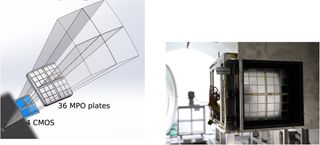 Una caja de metal con un extremo aballado abierto