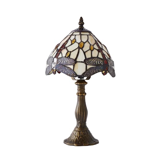 Dragonfly Antique Brass and Glass Table Lamp