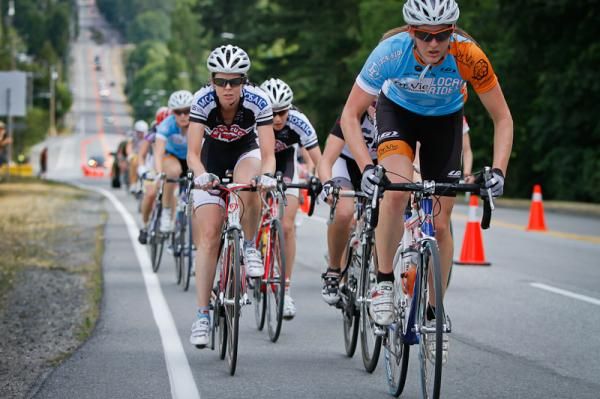 Laura Brown (Local Ride/Dr. Vie Superfoods) leading the group up the climb
