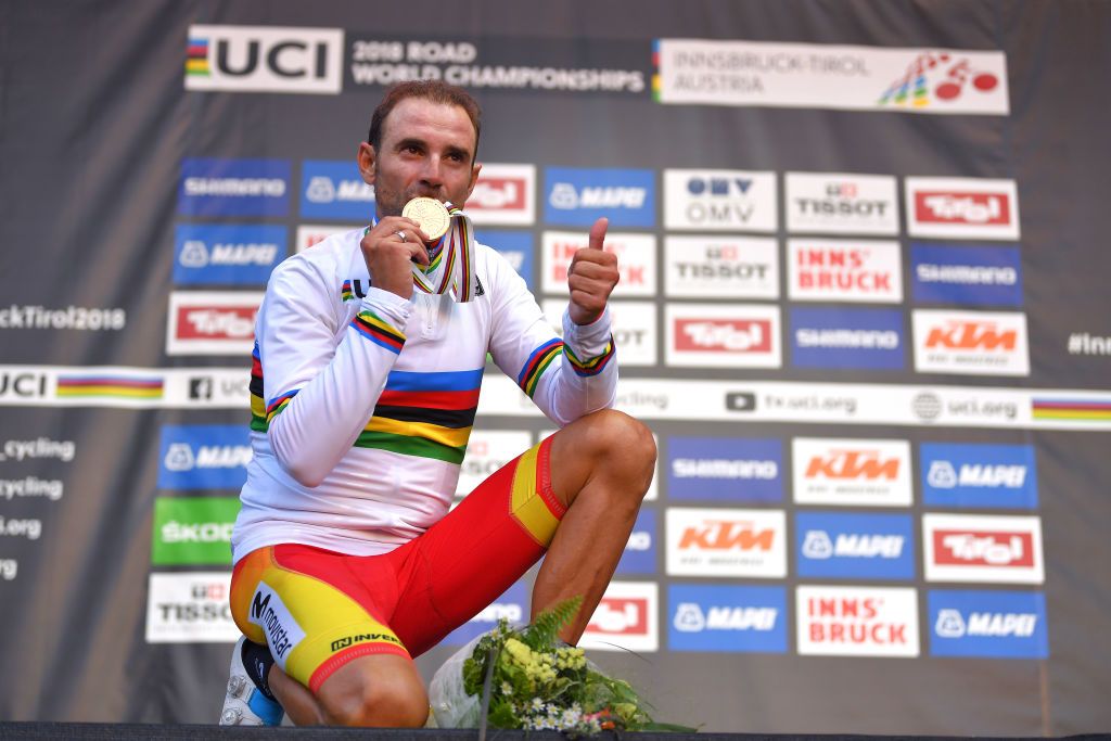Alejandro Valverde (Spain) took the rainbow stripes in 2018