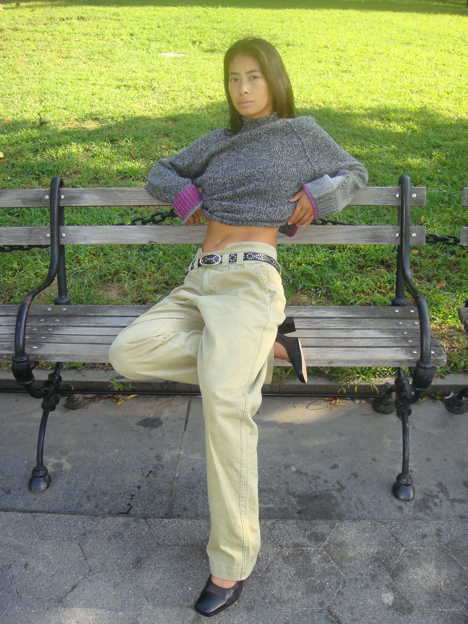 An image of a woman wearing green denim outfit fall 2026