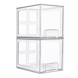 Two stacked cubed shape desk organizers