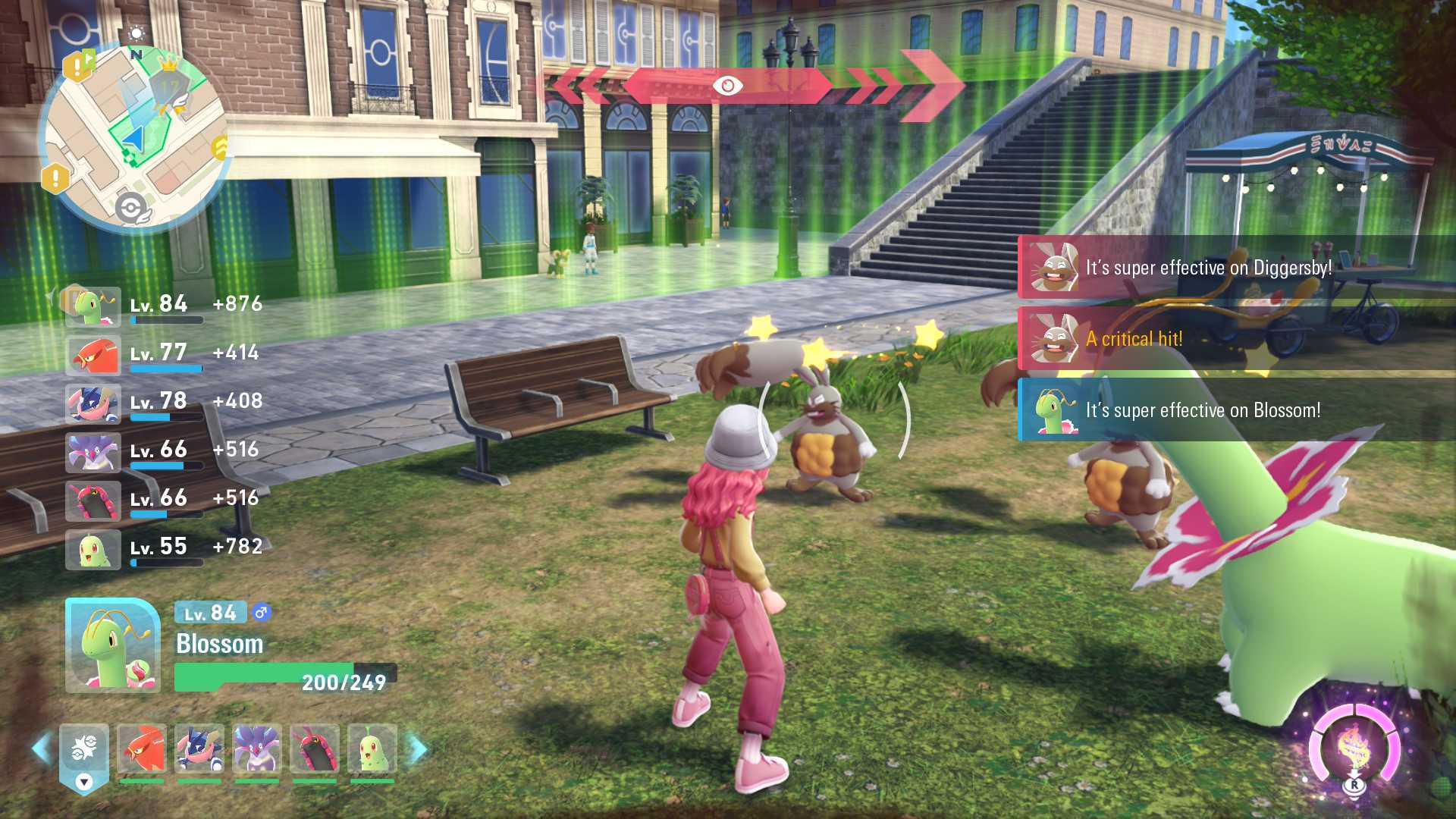 A screenshot from Pokemon Legends: Z-A shows a Diggersby that&#039;s been knocked out.