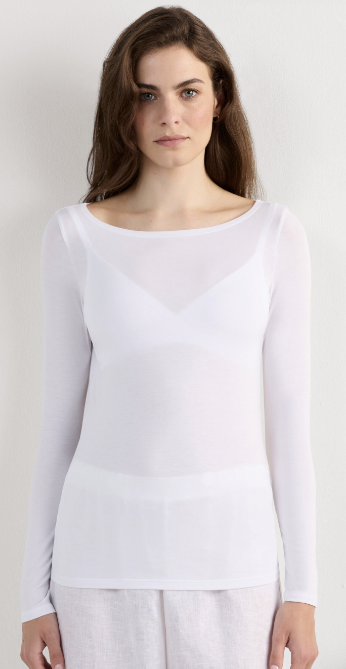 Intimissimi, Long Sleeve Bateau Neck Top in Micromodal